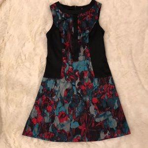 Kensie Artistic Floral Dress Black NWT